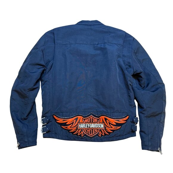 Y2K Harley Davidson Mens Black Moto Racing Jacket Nylon Quilted Lining M - Picture 2 of 7